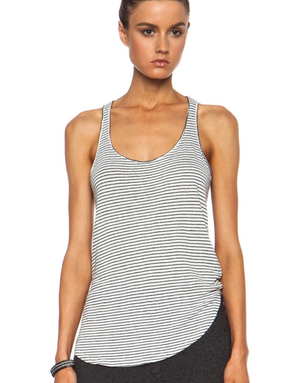 Isabel Marant White and Black Striped Racerback Crop Tank